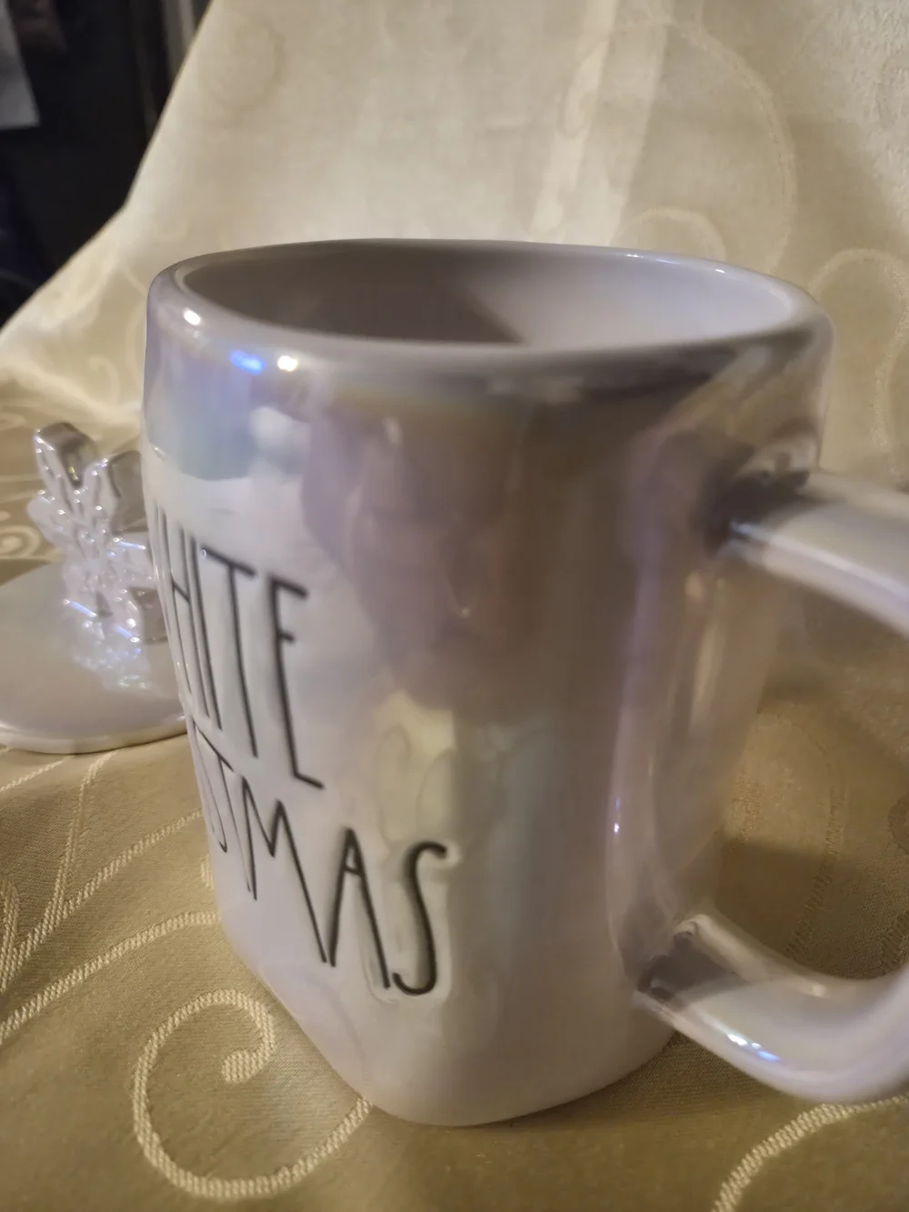 Rae Dunn Iridescent Pastel 'WHITE CHRISTMAS' Mug with Snowflake Lid